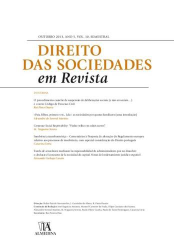Direito das Sociedades em Revista - Ano 5 (Outubro 2013) Volume 10 - eBook - COUTINHO DE ABREU & VASCONCELOS & DUARTE